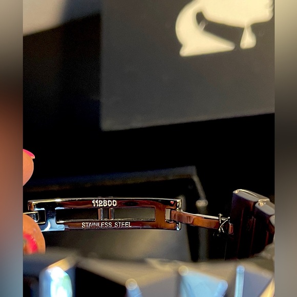 Karl Lagerfeld SS Watch Gunmetal Small 6” or less Pyramid shapes NWT Unisex - Picture 10 of 16